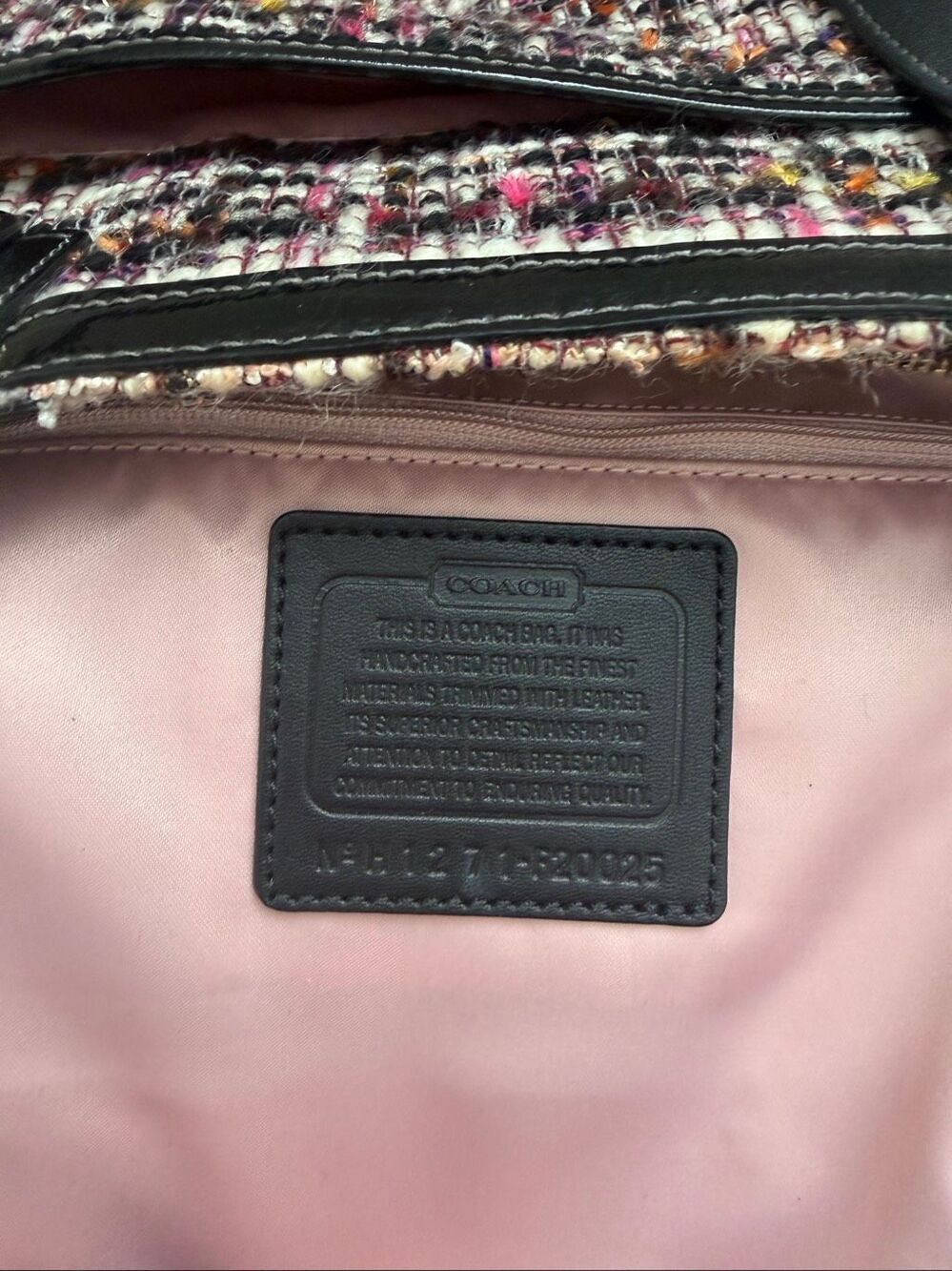 Coach Black/Multicolor Galaxy Tweed and Patent Leather Satchel - Picture 15 of 16